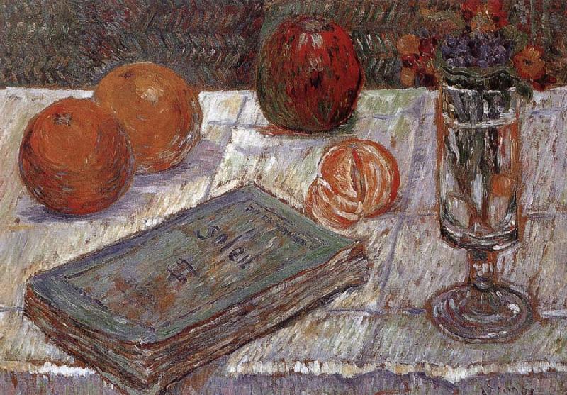 Paul Signac The still life having book and oranges